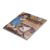 Keramisch keukenmeisje met kipeieren tegeltje (Zijkant)