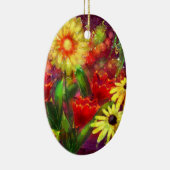 Keramisch Ornament Bloemen Abstract Rood Geel (Rechts)