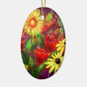 Keramisch Ornament Bloemen Abstract Rood Geel (Links)