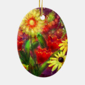Keramisch Ornament Bloemen Abstract Rood Geel (Achterkant)