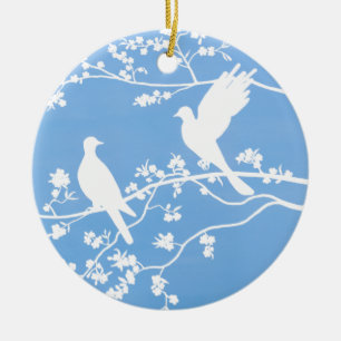 Keramisch Ornament - "China Doves"