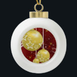Keramisch Ornament, gouden balls Keramische Bal Ornament<br><div class="desc">Keramische kerstbal versiering decorate je mooie kerstboom met een soort aangepast versieringsmiddel. Iets voor iedereen,  Maria lurdis afonso,  https://www.zazzle.com/succeedinbeautybarb</div>