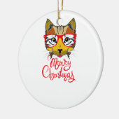 Keramisch Ornament Kattenliefhebber Vrolijk kerstf (Links)