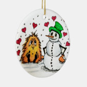 Keramisch Ornament Kerstmis Snowman en kleine Yeti (Rechts)