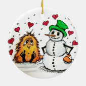 Keramisch Ornament Kerstmis Snowman en kleine Yeti (Achterkant)