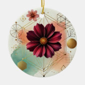Keramisch Ornament met Cosmos Flower en Geometric (Voorkant)