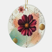 Keramisch Ornament met Cosmos Flower en Geometric (Links)