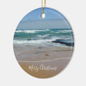 Keramisch Ornament met prettige kerstgolven rond k (Links)