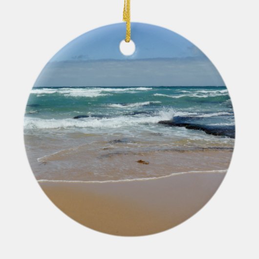 Keramisch Ornament met prettige kerstgolven rond k (Achterkant)