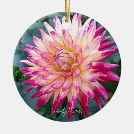Keramisch ornament met roze dahlias (Voorkant)
