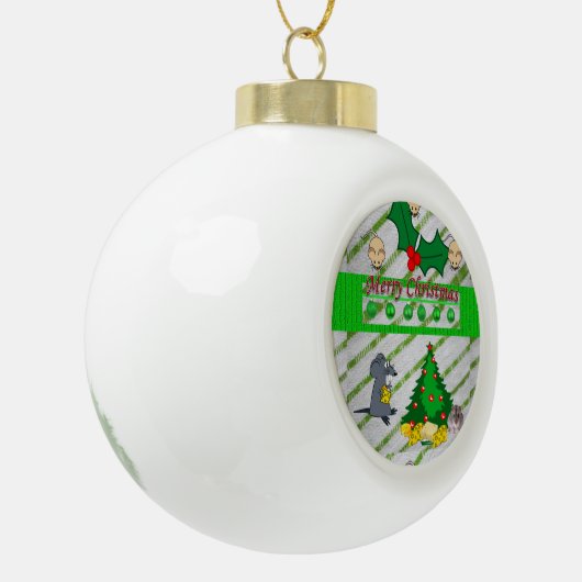 Keramisch Ornament, muizen Keramische Bal Ornament (Links)