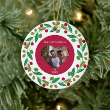 Keramisch Ornament - Onze Eerste Kerstmis - Foto/D