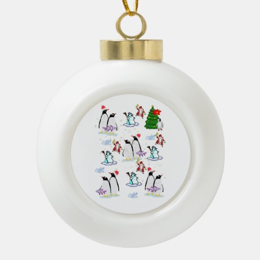 Keramisch Ornament Penguin Snowman (Voorkant)