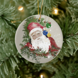 Keramisch Ornament Rond Traditionele Kerstman