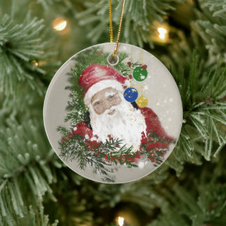 Keramisch Ornament Rond Traditionele Kerstman