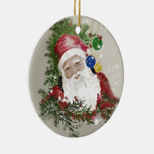 Keramisch Ornament Rond Traditionele Kerstman (Rechts)