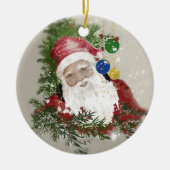 Keramisch Ornament Rond Traditionele Kerstman (Voorkant)