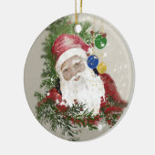 Keramisch Ornament Rond Traditionele Kerstman (Links)