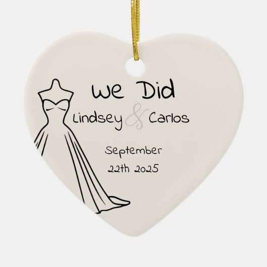 Keramisch Ornament trouwnaam eerste kerst (Voorkant)