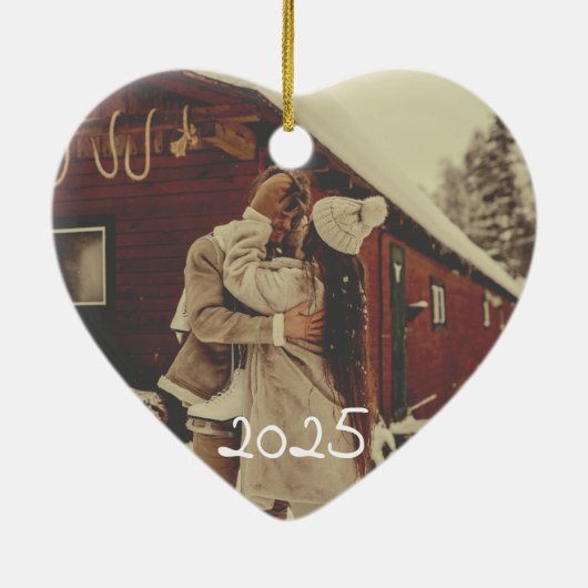 Keramisch Ornament trouwnaam eerste kerst (Achterkant)