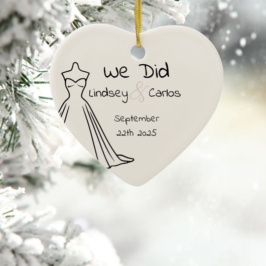 Keramisch Ornament trouwnaam eerste kerst