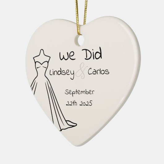 Keramisch Ornament trouwnaam eerste kerst (Links)