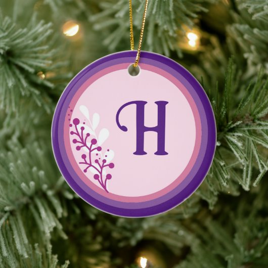 Keramisch Ornament - Voeg je initiaal toe - Paarse (Boom)