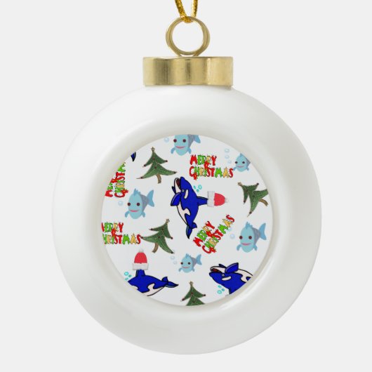 Keramisch Ornament, walvisvis Keramische Bal Ornament (Voorkant)