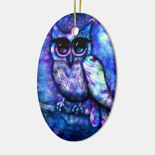 Keramisch Ornament Whimsical Abstract Uil Blauw (Links)