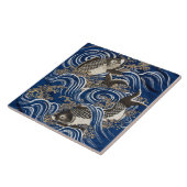 Keramisch panel voor karper in golven - Fukusa - J Tegeltje (Zijkant)