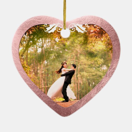 Keramisch Roos voor hartslag Gold + Gold Keramisch Ornament (Achterkant)