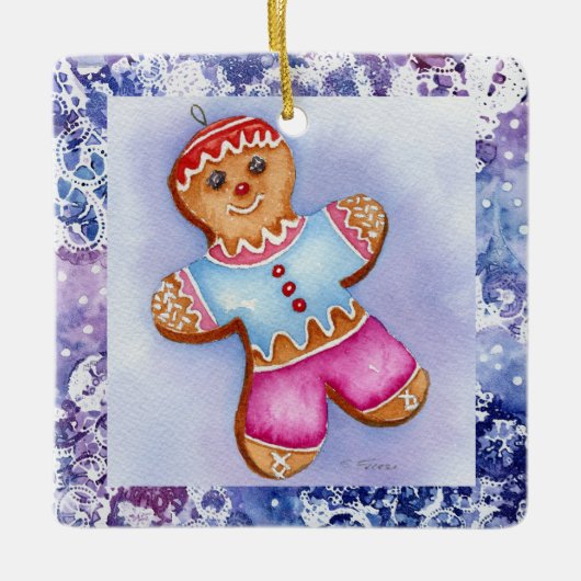 Keramisch sieraad "Gingerbrood Boy" Ornament (Voorkant)