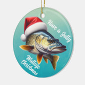 Keramisch sieraadje met "Jolly Walleye" Keramisch Ornament (Links)
