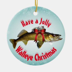 Keramisch sieraadje met "Jolly Walleye" Ornament