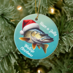 Keramisch sieraadje met "Jolly Walleye" Ornament