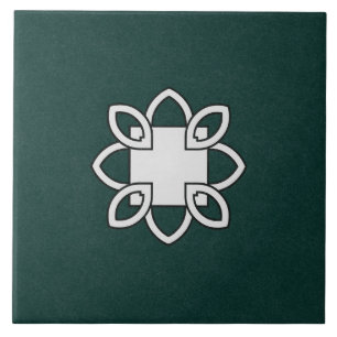 Keramisch tegel - zwart en wit patroon op groen tegeltje