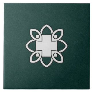 Keramisch tegel - zwart en wit patroon op groen tegeltje