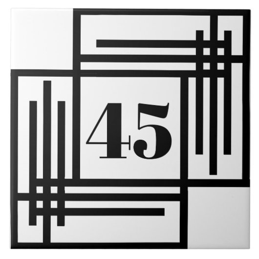 Keramisch tegeltje - Art Deco House/Akelkamernumme (Voorkant)