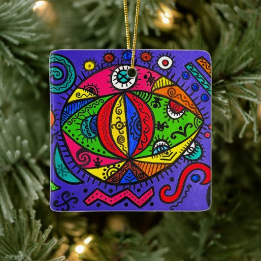 Keramisch vierkant keramisch ornament (Boom)