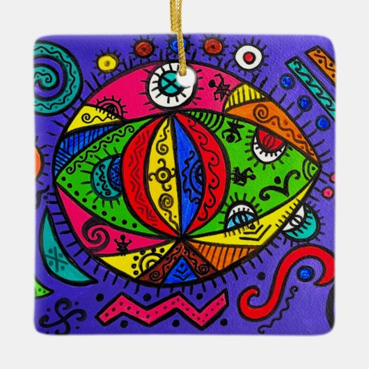 Keramisch vierkant keramisch ornament (Voorkant)