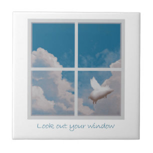 keramisch vliegend varken tegeltje