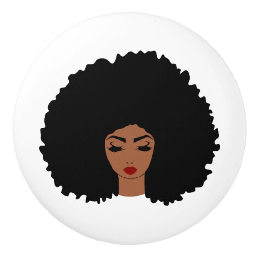 Keramische afro deurknop knop (Voorkant)