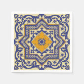Keramische Azulejo stijl blauw Sinaasappel servett Servet (Voorkant)