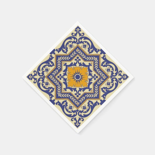 Keramische Azulejo stijl blauw Sinaasappel servett Servet (Hoek)