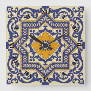 Keramische Azulejo Style Blue Oranje klok