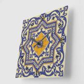Keramische Azulejo Style Blue Oranje klok (Hoek)