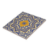 Keramische Azulejo Style Blue Oranje Tile Tegeltje (Zijkant)