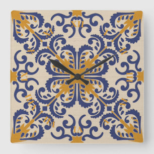 Keramische Azulejo Style-klok Vierkante Klok