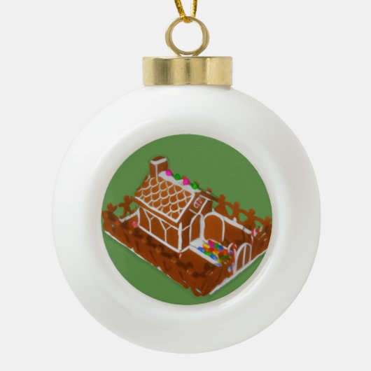 Keramische Bal Kerst Ornament Kerstman Huis (Voorkant)