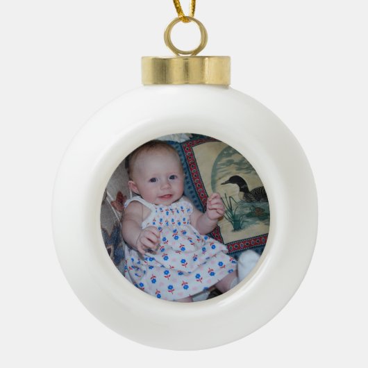 Keramische bal kerstboom ontwerp met Schattigee fo Keramische Bal Ornament (Voorkant)